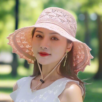 Chapeau de soleil à large bord pour femme avec détail au crochet