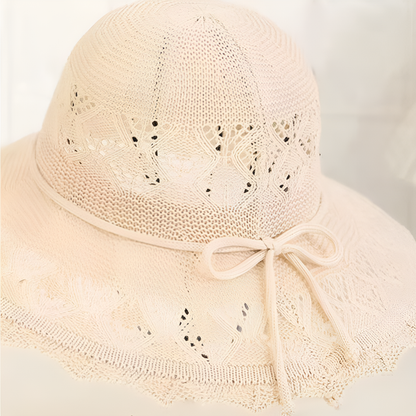 Chapeau de soleil à large bord pour femme avec détail au crochet