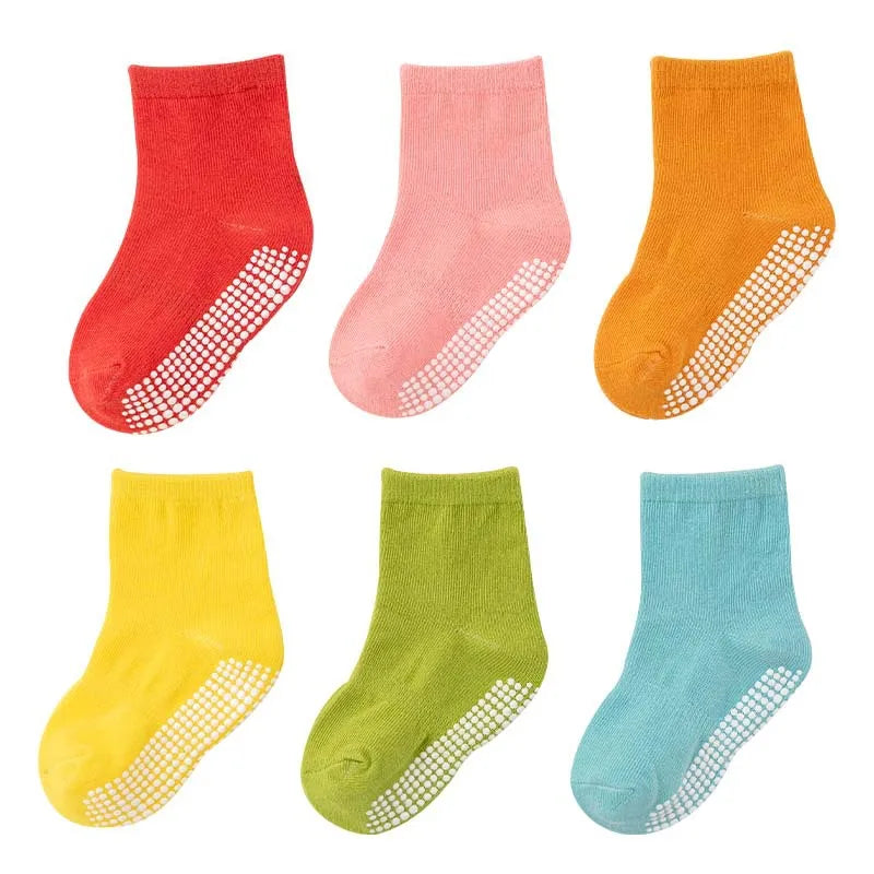 Chaussettes antidérapantes pour enfants, lot de 6 – pour jouer au printemps et en automne