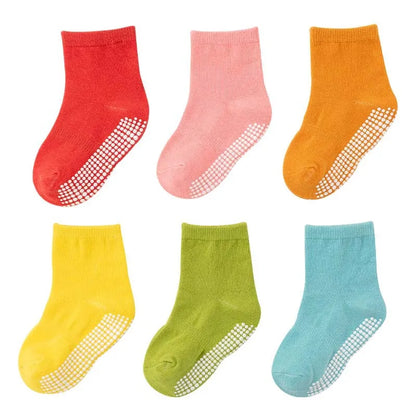 Chaussettes antidérapantes pour enfants, lot de 6 – pour jouer au printemps et en automne