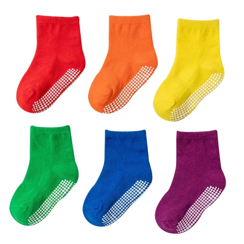 Chaussettes antidérapantes pour enfants, lot de 6 – pour jouer au printemps et en automne