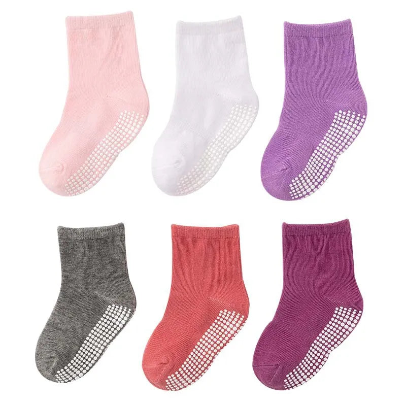 Chaussettes antidérapantes pour enfants, lot de 6 – pour jouer au printemps et en automne
