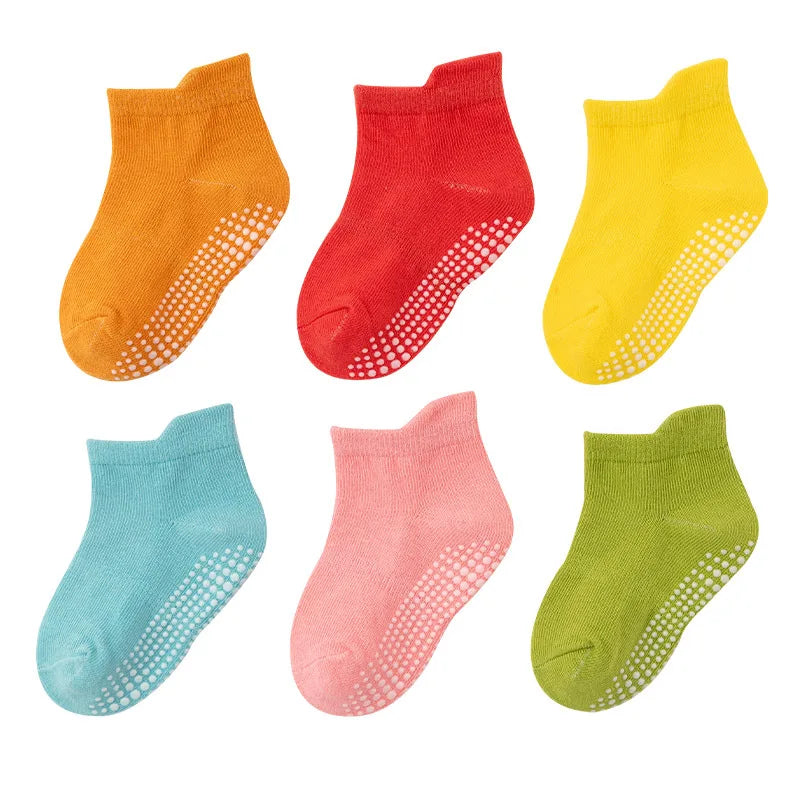 Chaussettes antidérapantes pour enfants, lot de 6 – pour jouer au printemps et en automne