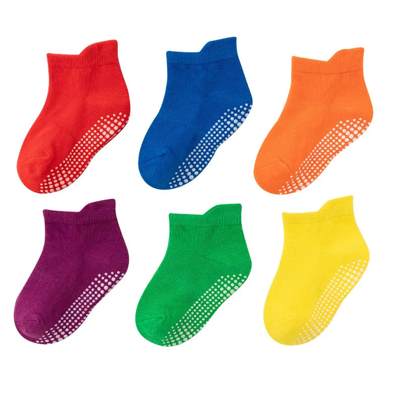 Chaussettes antidérapantes pour enfants, lot de 6 – pour jouer au printemps et en automne