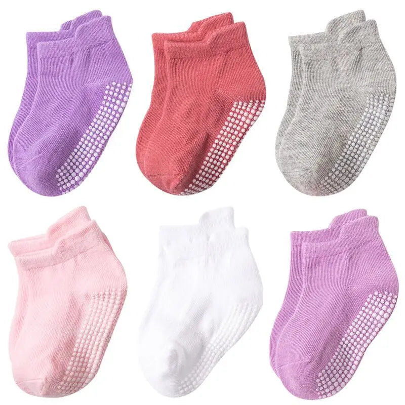 Chaussettes antidérapantes pour enfants, lot de 6 – pour jouer au printemps et en automne