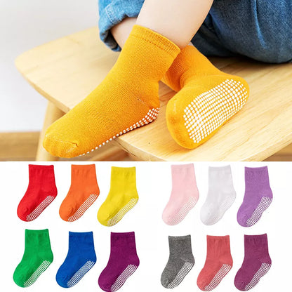 Chaussettes antidérapantes pour enfants, lot de 6 – pour jouer au printemps et en automne