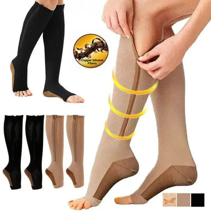 Chaussettes de compression à fermeture éclair pour soutien et soulagement