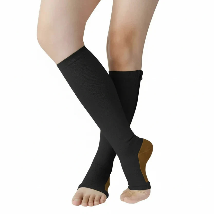 Chaussettes de compression à fermeture éclair pour soutien et soulagement