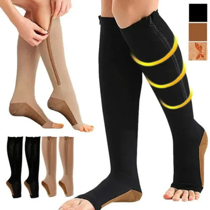 Chaussettes de compression à fermeture éclair pour soutien et soulagement