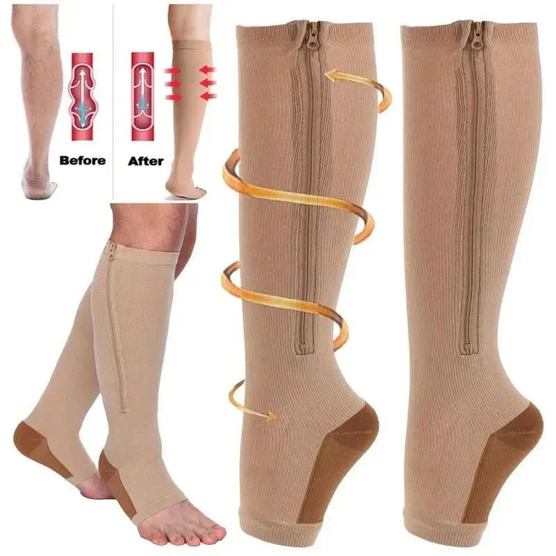 Chaussettes de compression à fermeture éclair pour soutien et soulagement