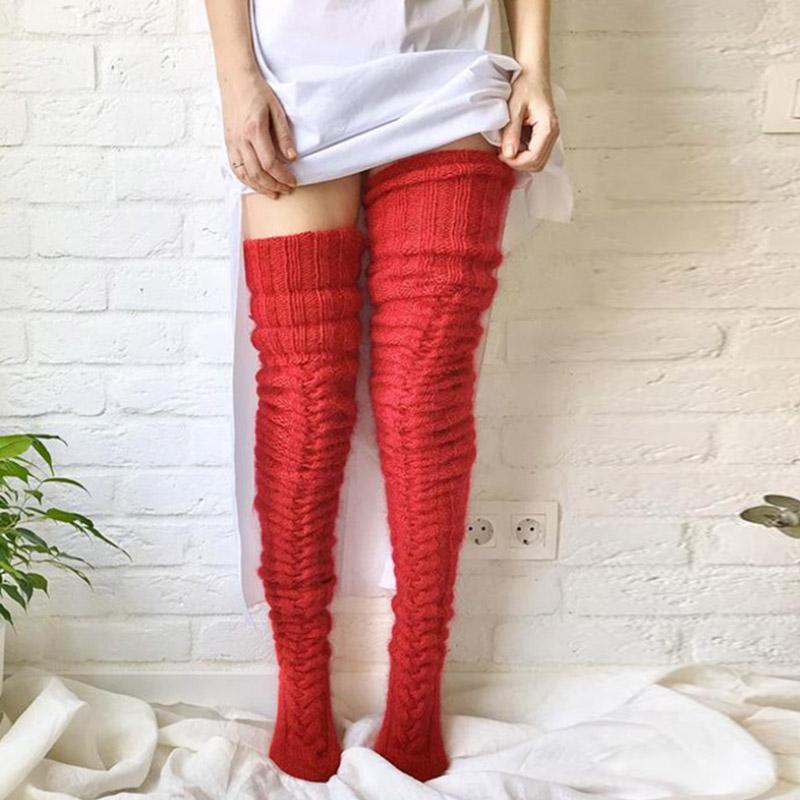 Chaussettes jusqu’au genou tricotées à la main pour femmes - douces et chaudes