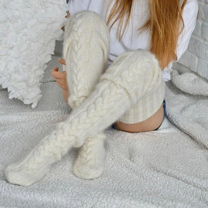 Chaussettes jusqu’au genou tricotées à la main pour femmes - douces et chaudes