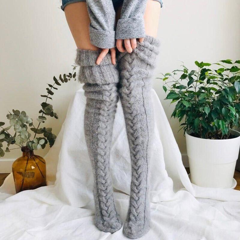 Chaussettes jusqu’au genou tricotées à la main pour femmes - douces et chaudes