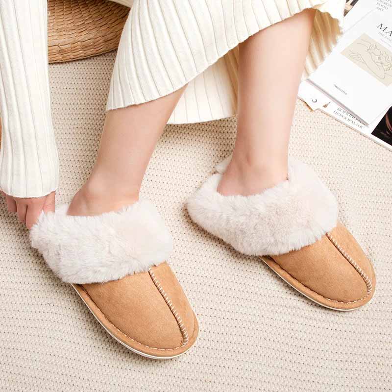 Chaussons à doublure chaude et douce, semelle antidérapante