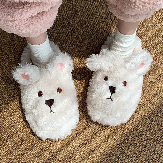 Chaussons animaux pelucheux
