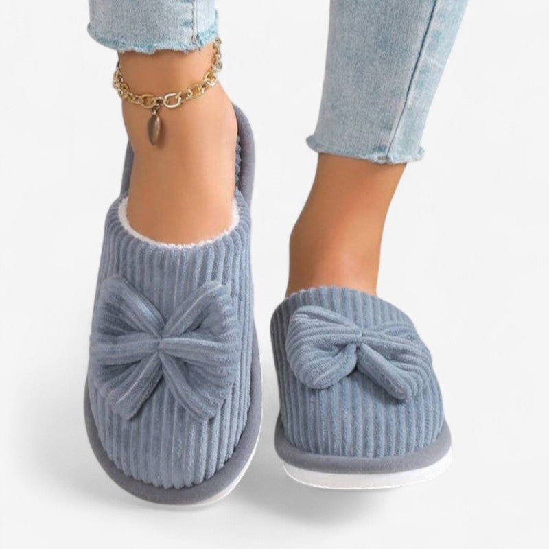 Chaussons ballerines femme à enfiler, bout rond, avec nœud