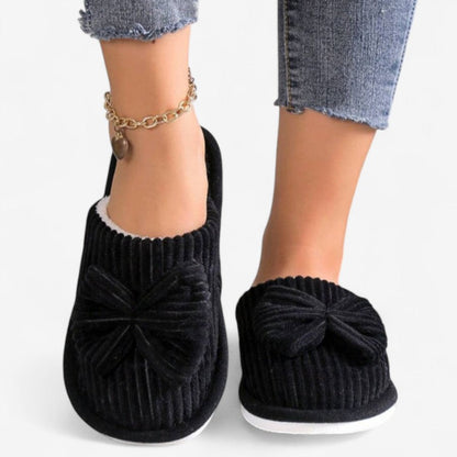 Chaussons ballerines femme à enfiler, bout rond, avec nœud