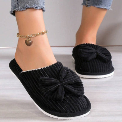 Chaussons ballerines femme à enfiler, bout rond, avec nœud
