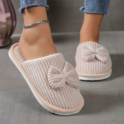 Chaussons ballerines femme à enfiler, bout rond, avec nœud