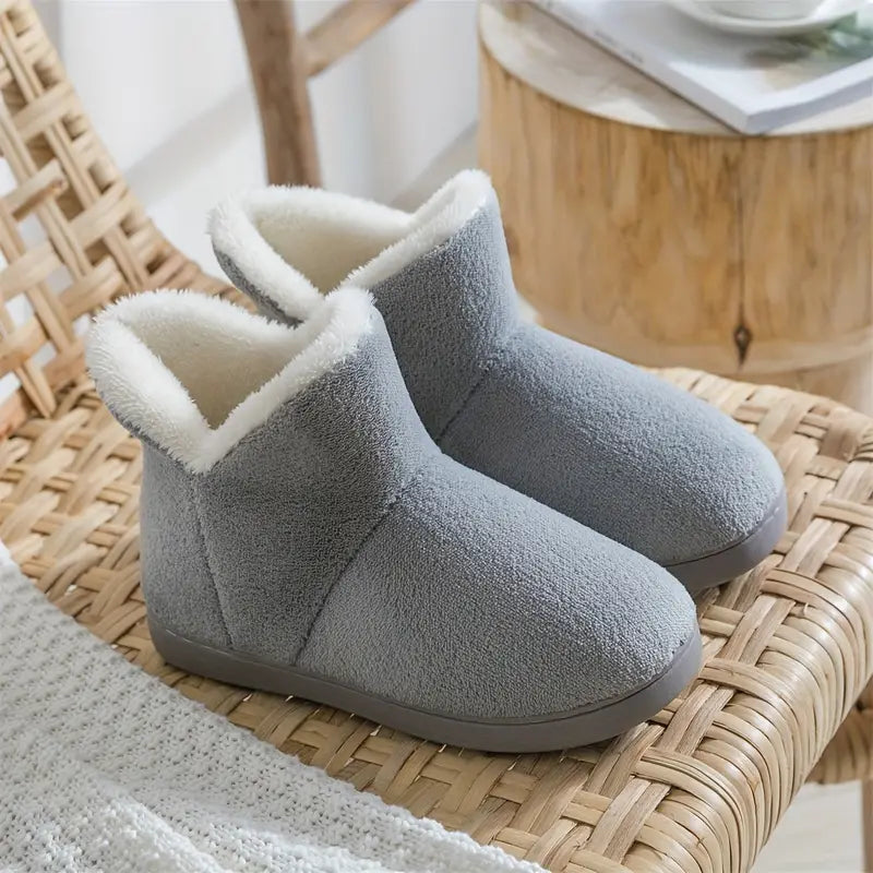 Chaussons bottines femme doublés de fausse fourrure