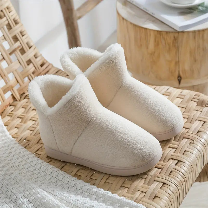 Chaussons bottines femme doublés de fausse fourrure