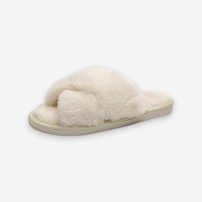 Chaussons femme à brides croisées ouverts à l’arrière