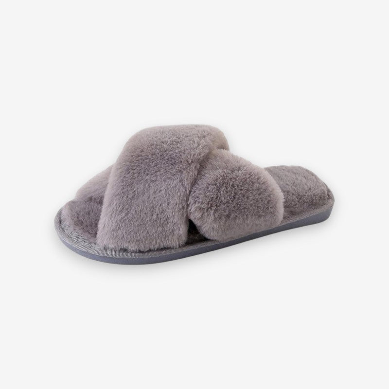 Chaussons femme à brides croisées ouverts à l’arrière
