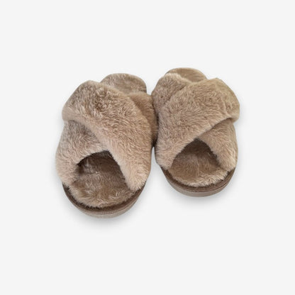 Chaussons femme à brides croisées ouverts à l’arrière