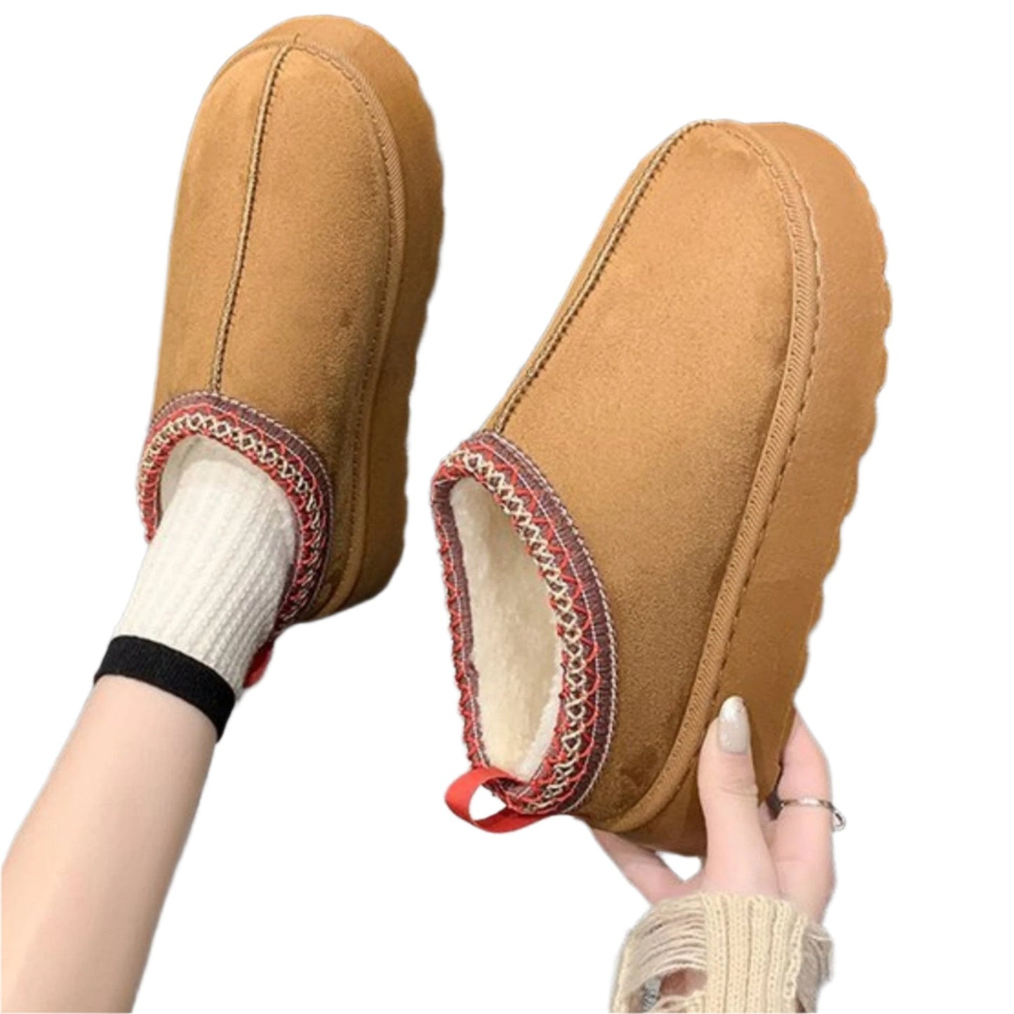 Chaussons type sabot à plateforme à enfiler pour femme