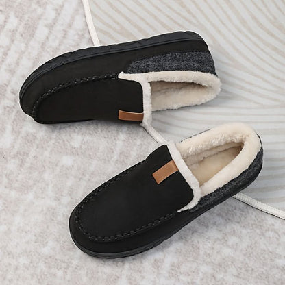 Chaussures à enfiler chaudes pour homme en laine synthétique