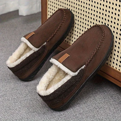 Chaussures à enfiler chaudes pour homme en laine synthétique