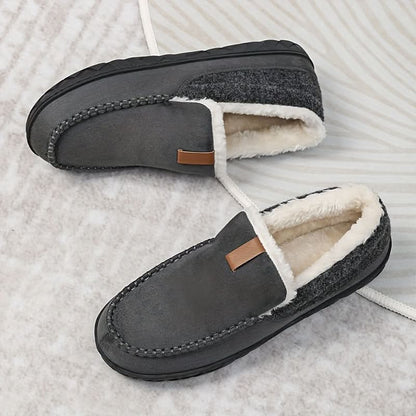 Chaussures à enfiler chaudes pour homme en laine synthétique