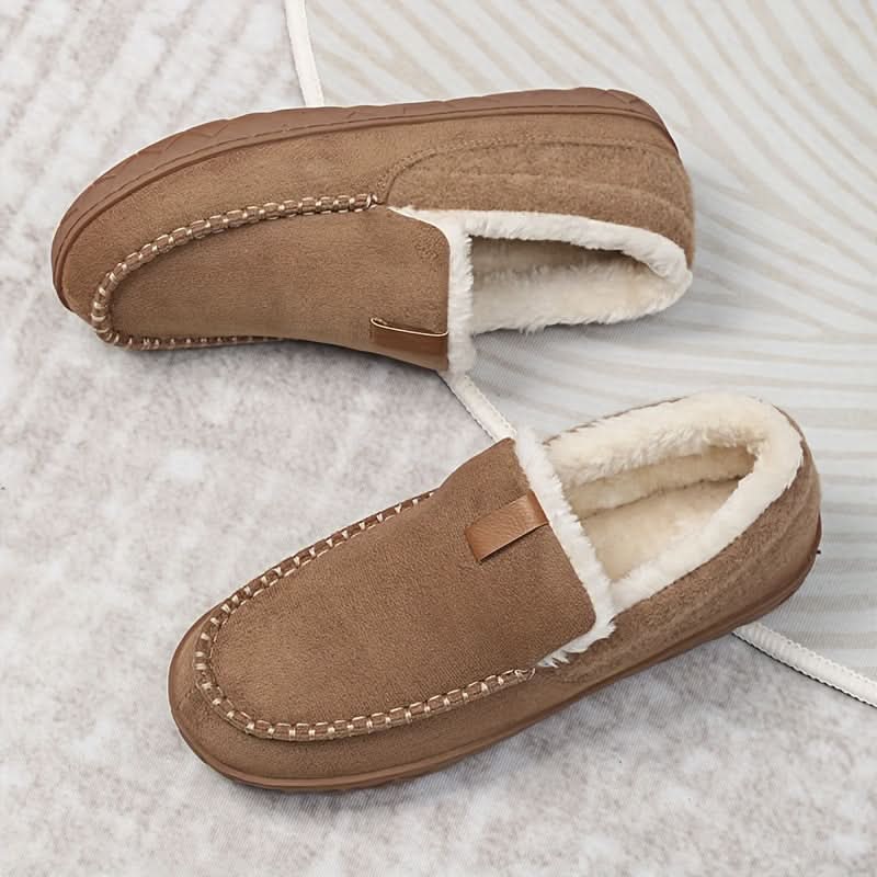 Chaussures à enfiler chaudes pour homme en laine synthétique