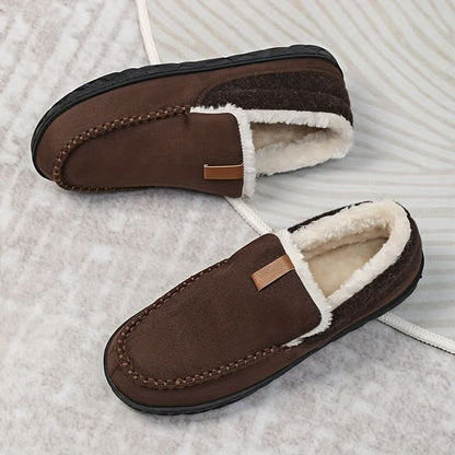 Chaussures à enfiler chaudes pour homme en laine synthétique