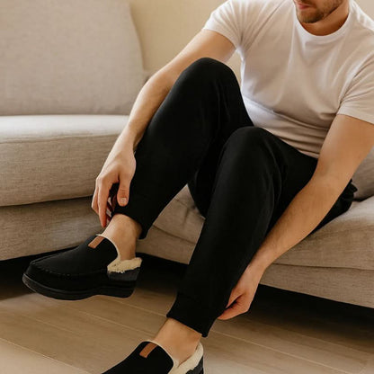 Chaussures à enfiler chaudes pour homme en laine synthétique