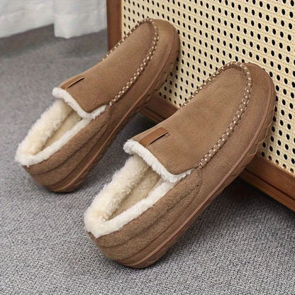 Chaussures à enfiler chaudes pour homme en laine synthétique