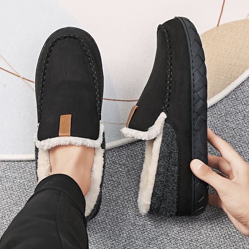 Chaussures à enfiler chaudes pour homme en laine synthétique