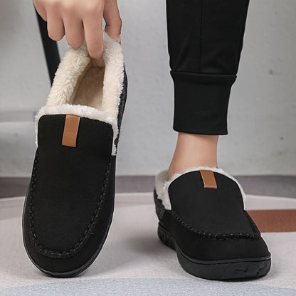 Chaussures à enfiler chaudes pour homme en laine synthétique