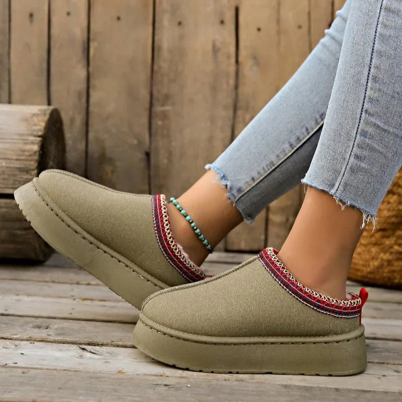 Chaussures à enfiler pour femme doublées en polaire pour temps froid