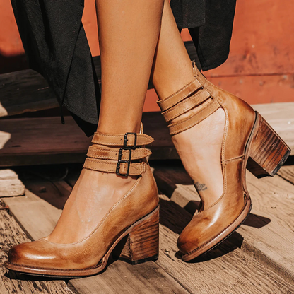 Chaussures orthopédiques en cuir à bride à la cheville pour femme