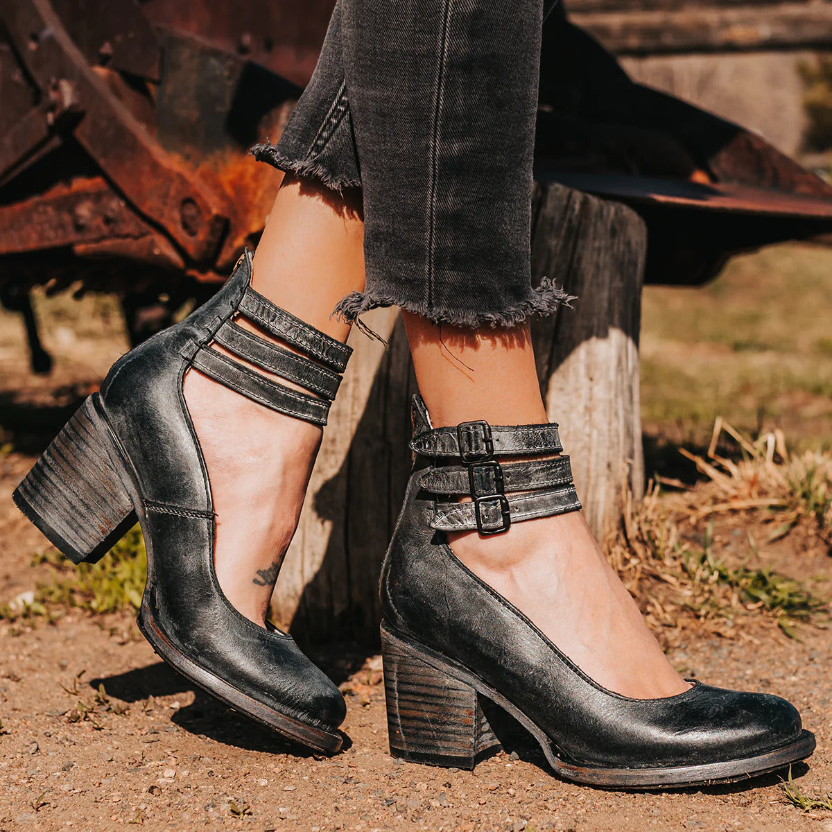 Chaussures orthopédiques en cuir à bride à la cheville pour femme