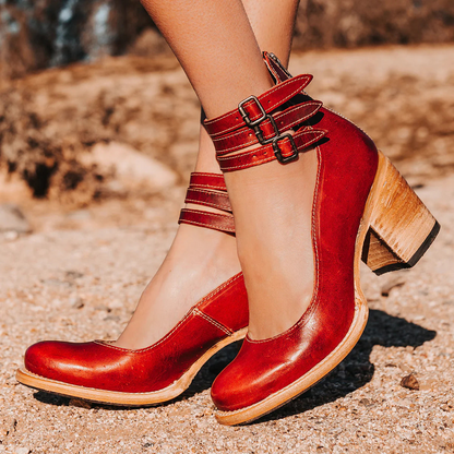 Chaussures orthopédiques en cuir à bride à la cheville pour femme