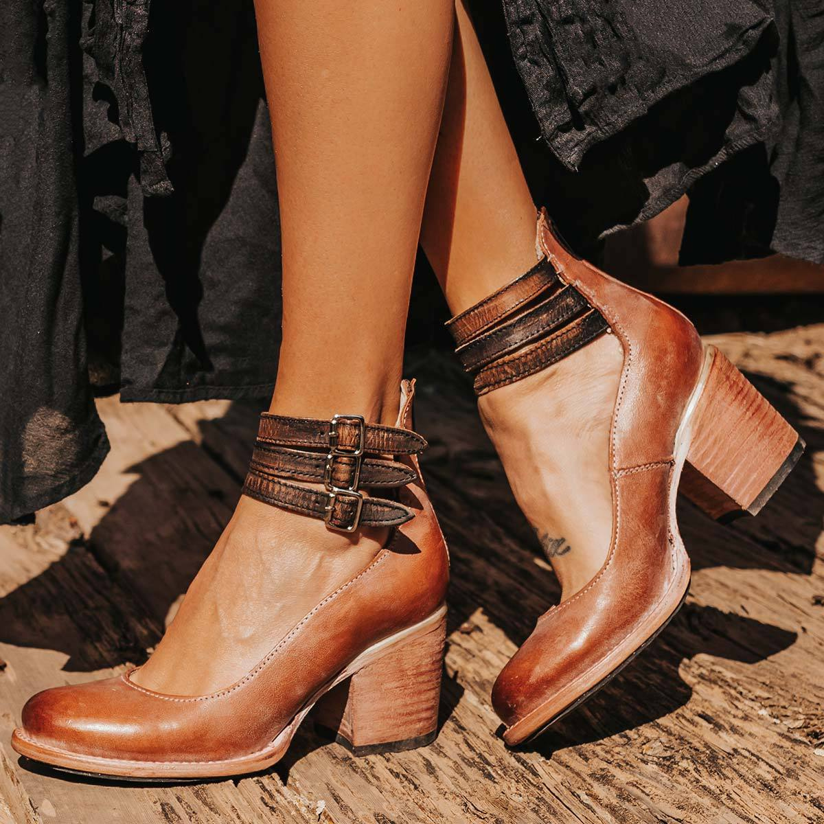 Chaussures orthopédiques en cuir à bride à la cheville pour femme