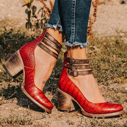 Chaussures orthopédiques en cuir à bride à la cheville pour femme