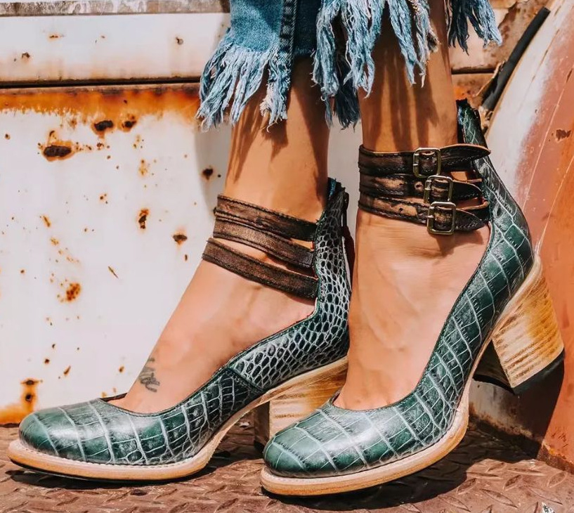 Chaussures orthopédiques en cuir à bride à la cheville pour femme