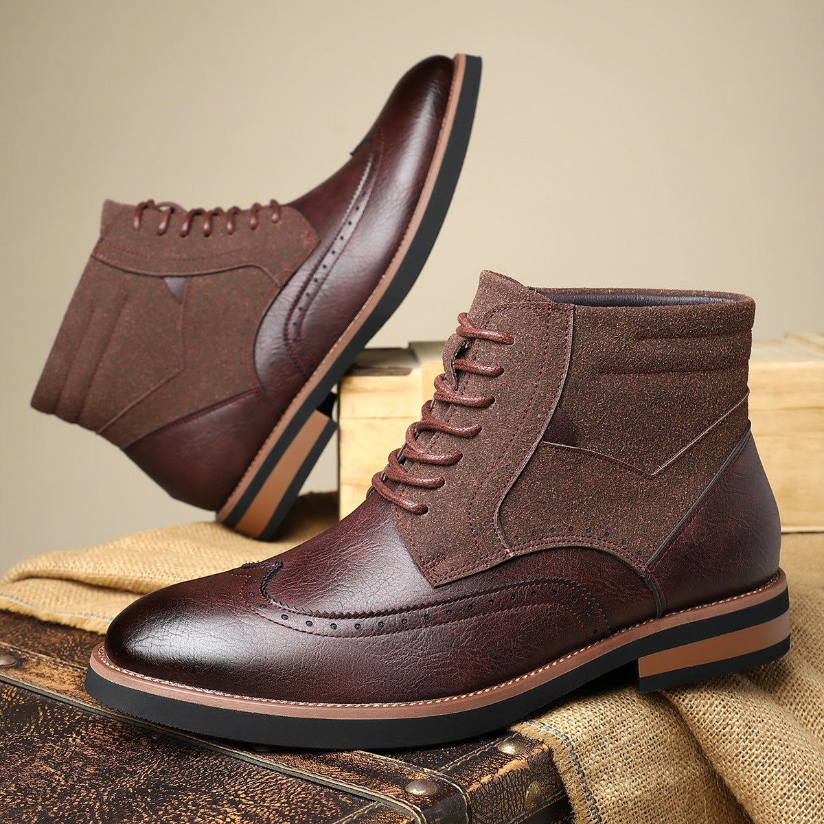 Chaussures wingtip en cuir pour homme