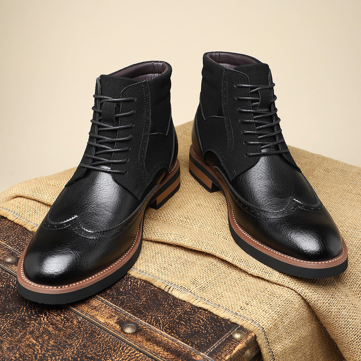 Chaussures wingtip en cuir pour homme