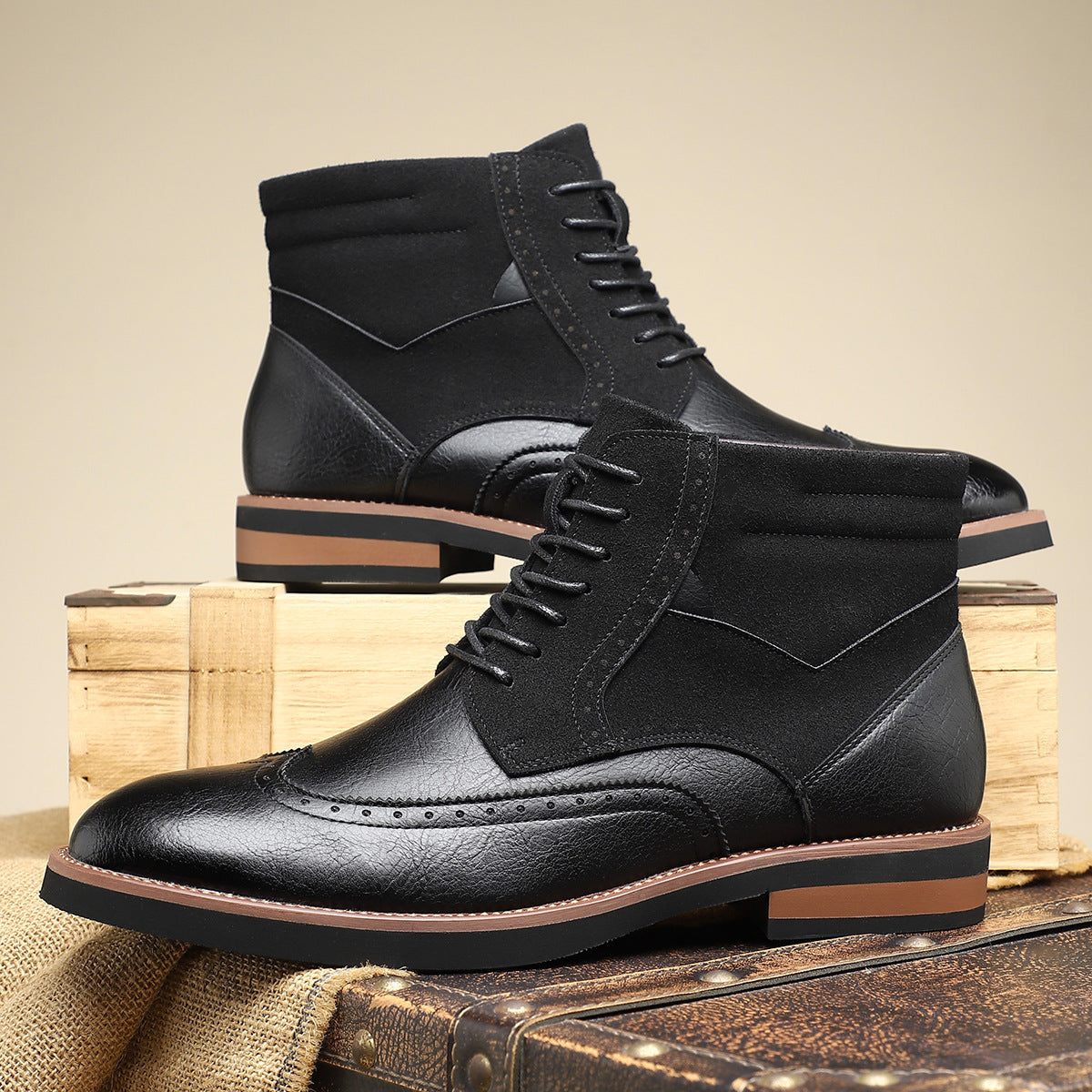 Chaussures wingtip en cuir pour homme