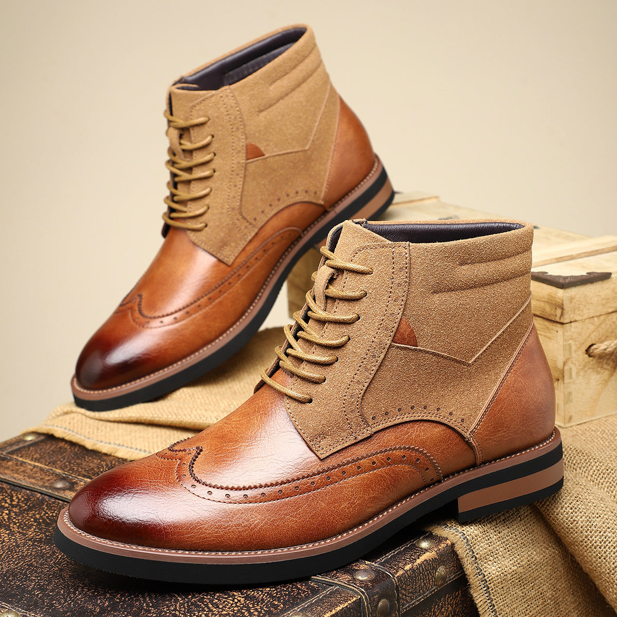Chaussures wingtip en cuir pour homme