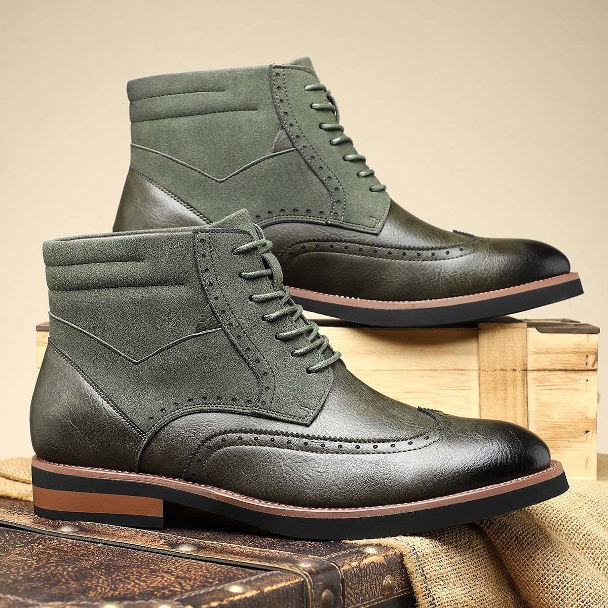 Chaussures wingtip en cuir pour homme